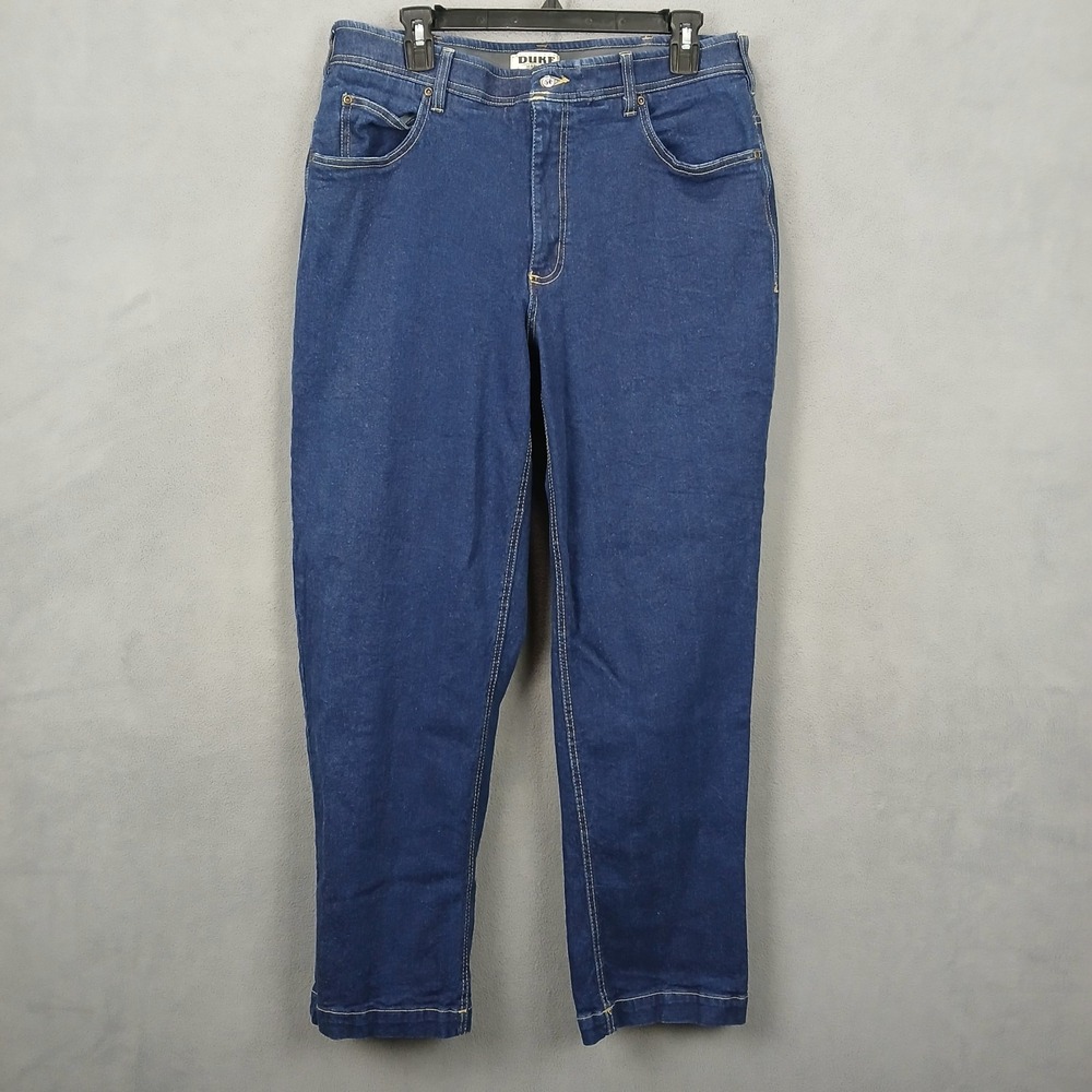 Haband Duke Straight Jeans Mens 34 Blue Denim‎ Cotton Stretch Dark Wash Mid Rise